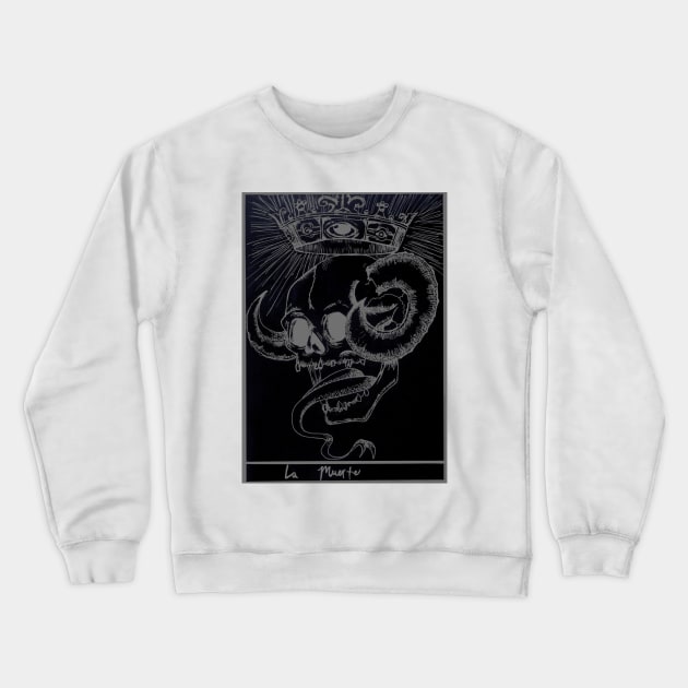 "La Muerte" white on black design Crewneck Sweatshirt by tombofmorneth